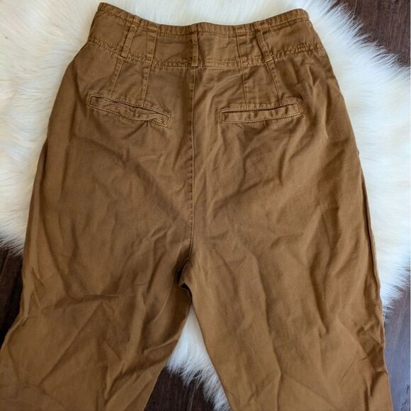 Free people OB720351 pleated front high waisted pegged cropped pants brown 2 - Picture 5 of 5